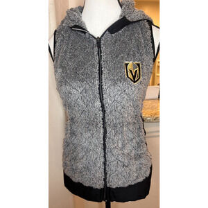 Women's Antigua Heathered Gray Golden Knights Hooded Full-Zip Vest S
